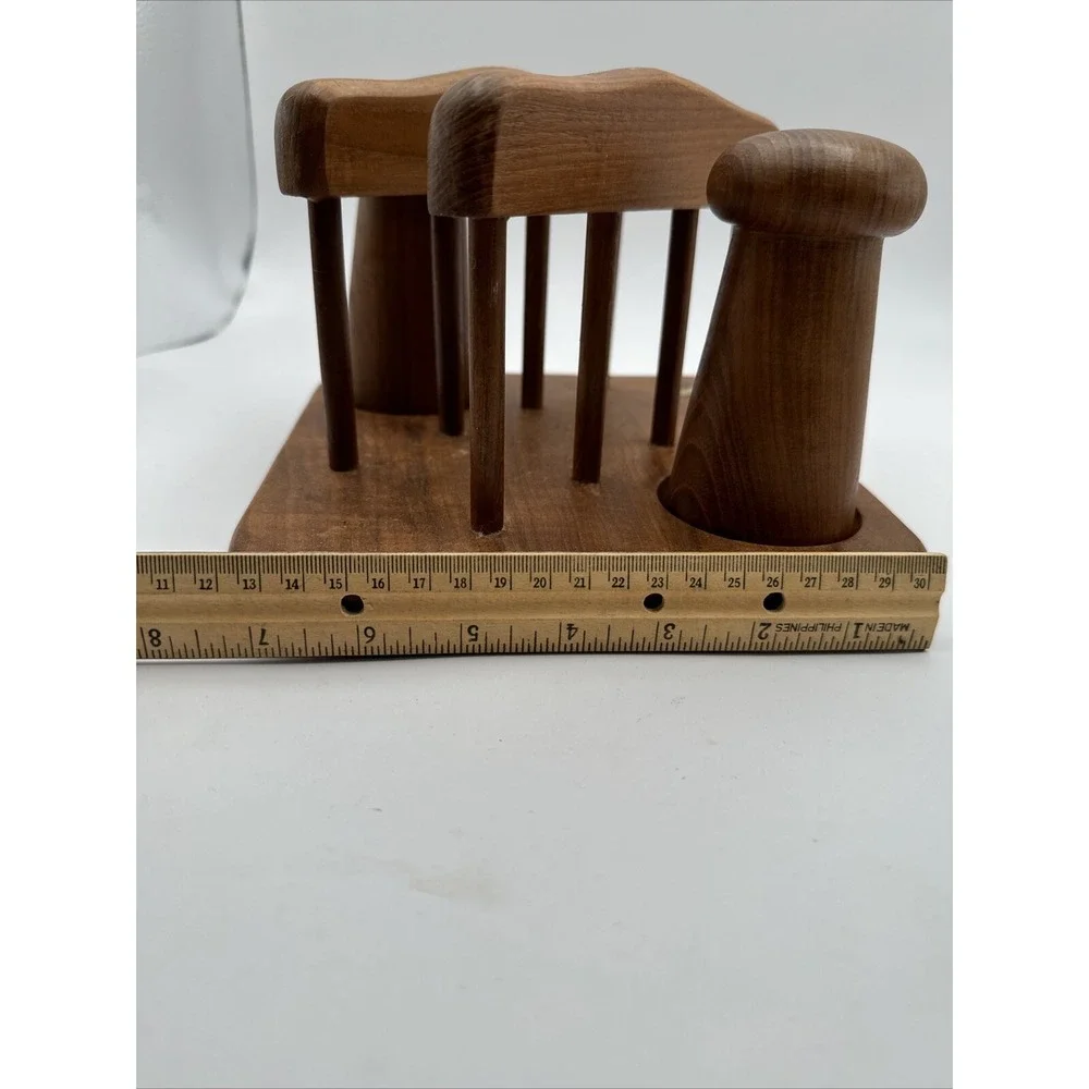 Genuine Teak Wood Salt &‎ Pepper Shakers Napkin Holder By Dolphin in Box